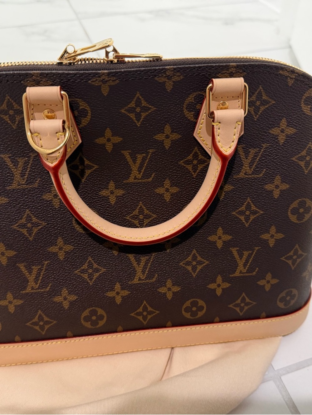 Louis Vuitton Brown Monogram Satchel with Natural Vachetta Trim